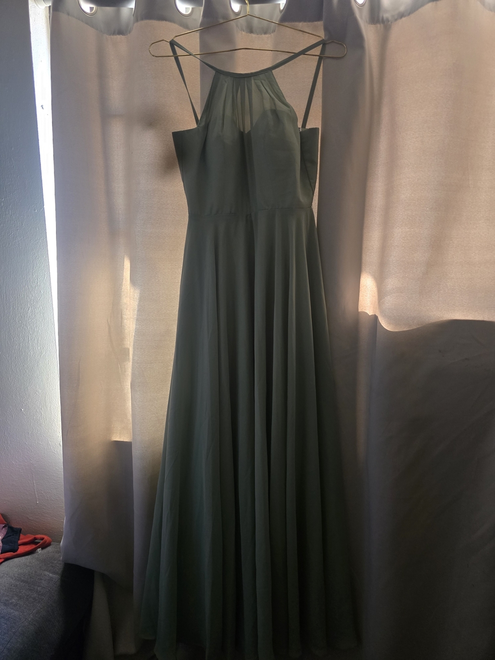 Elegant Forest Green Halter Maxi Dress